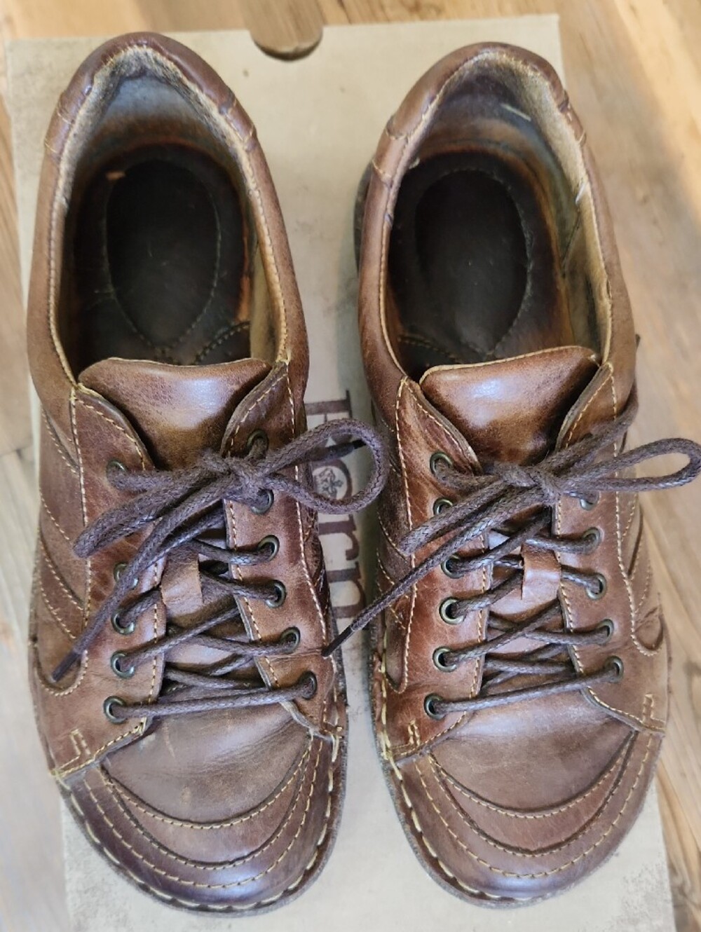 Born Womens Brown Leather Lace-Up Casual Sneakers - Picture 8 of 10